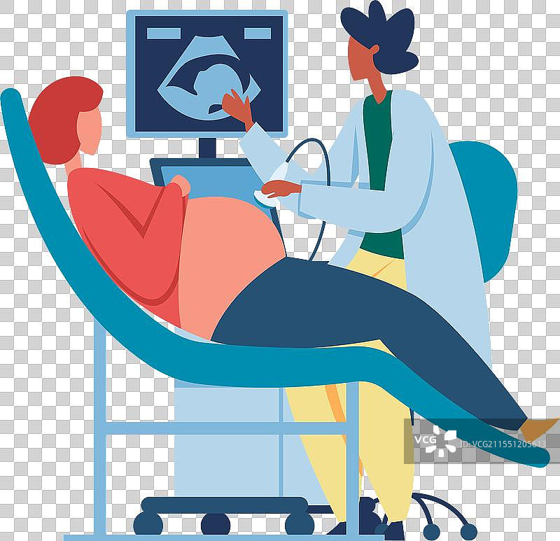 医生小心翼翼地使用超声波机器进行检查图片素材