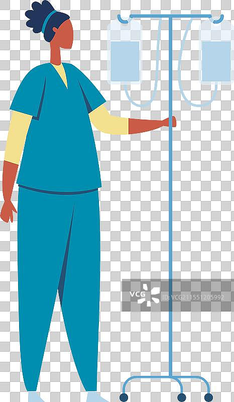 护士小心地调整静脉治疗设备图片素材