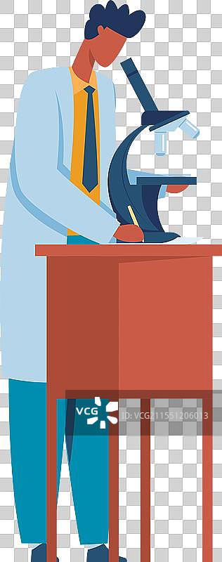 科学家在显微镜下分析样本图片素材