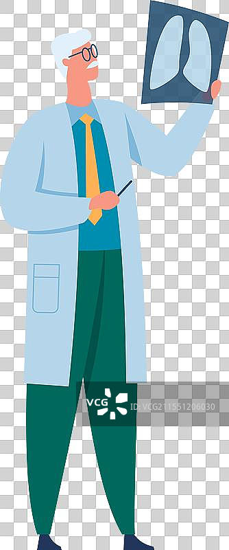 经验丰富的肺病学专家正在分析放射影像图片素材