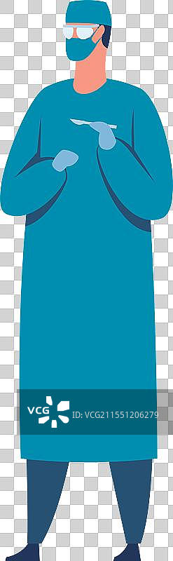 穿着全套防护装备的专业外科医生图片素材