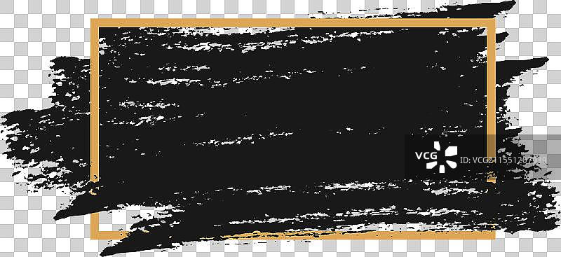 黑色笔刷背景配金色边框图片素材