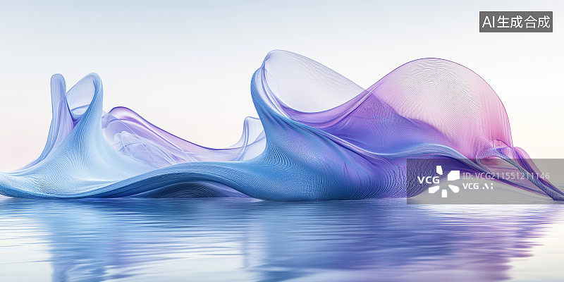 【AI数字艺术】流动的紫色和蓝色波纹抽象艺术风格图片素材