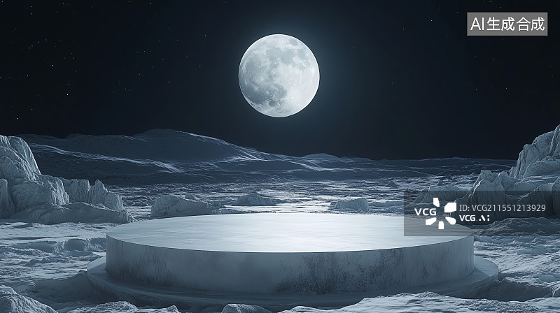 【AI数字艺术】山峰地形产品展台场景图片素材