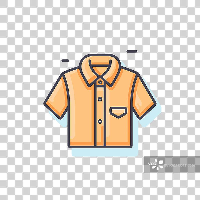 明亮的橙色休闲短袖衬衫图片素材