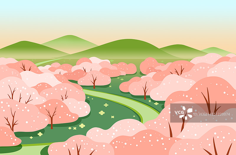 二十四节气-春天的春分樱花桃花园图片素材