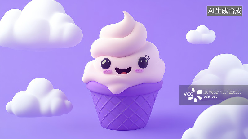 【AI数字艺术】可爱的冰淇淋蛋糕图片素材