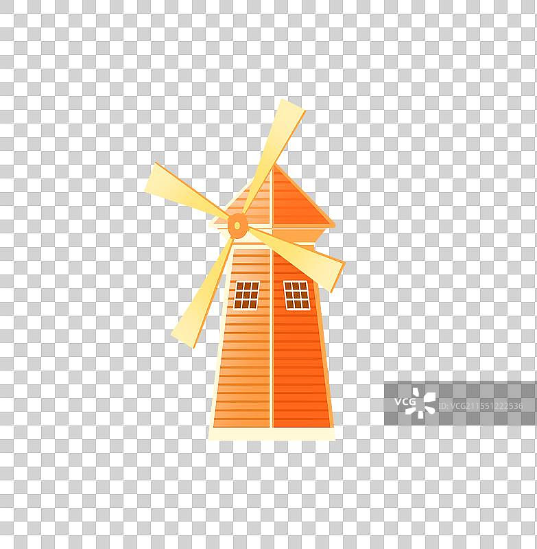 童话故事里的大风车房子插画元素图片素材