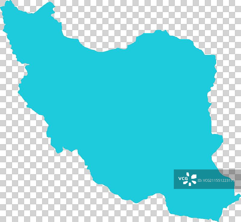 伊朗地图，蓝色国家边界图片素材