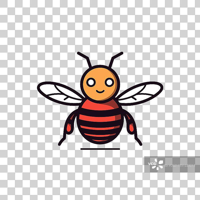 可爱的卡通蜜蜂，色彩鲜艳且友好图片素材