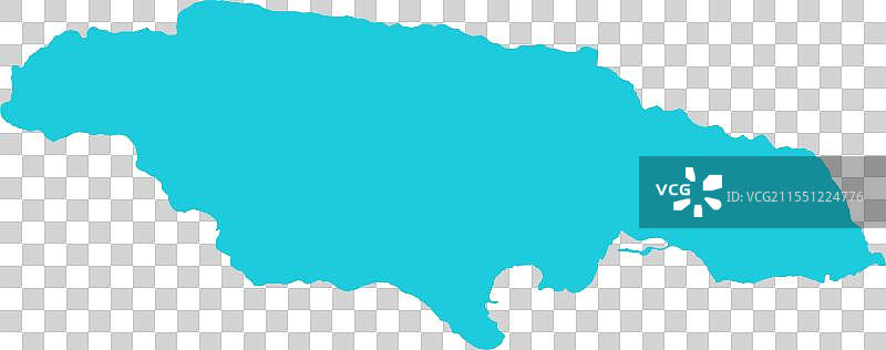 蓝色国家边界的牙买加地图图片素材