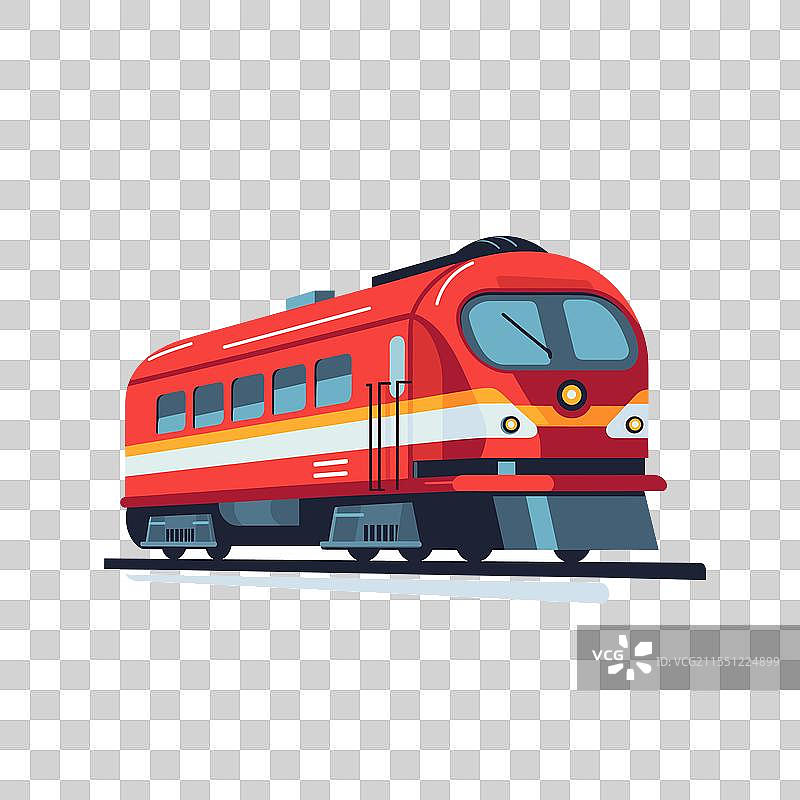 红色火车在简约风格的光滑轨道上图片素材