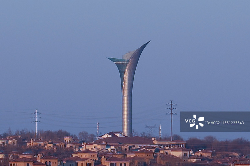 沈阳世博园百合塔与居民房图片素材