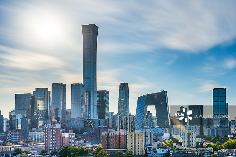 北京现代化都市高楼群天际线全景图片素材