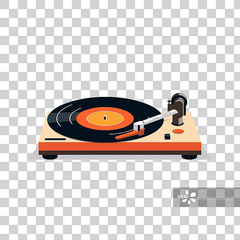 简单背景上的黑胶唱片播放器图片素材