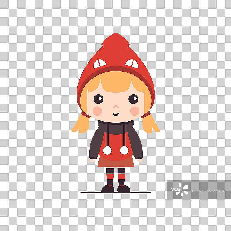可爱的角色，戴着红色帽子和裙子，充满玩乐气息图片素材