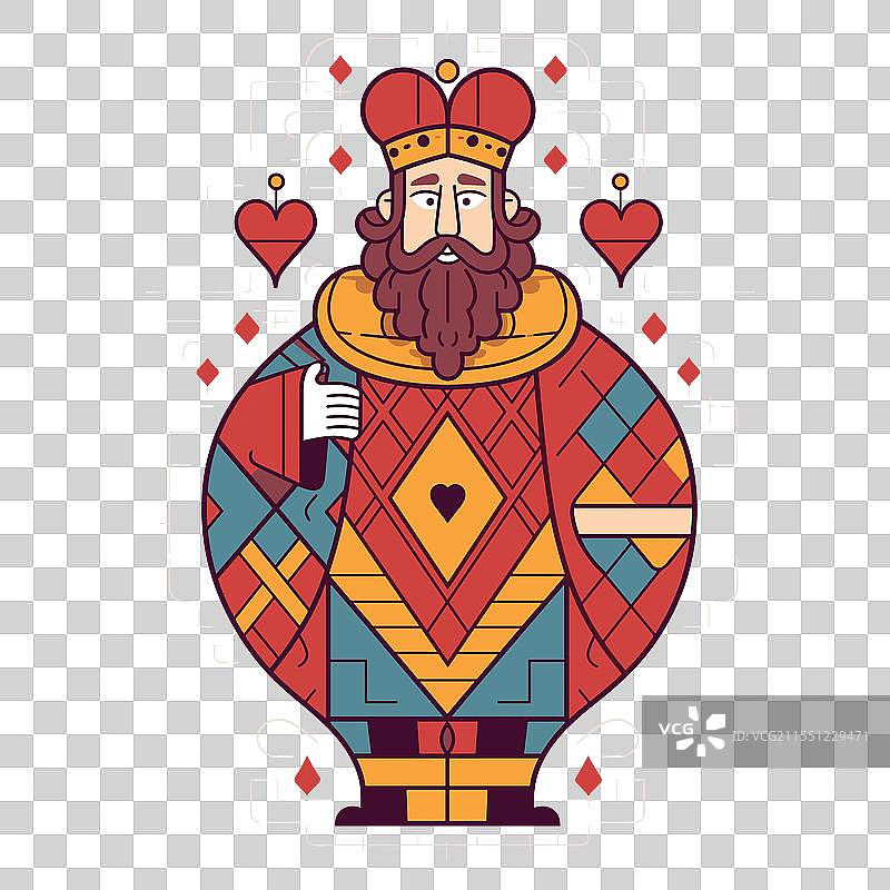 色彩斑斓的国王角色与心形符号图片素材