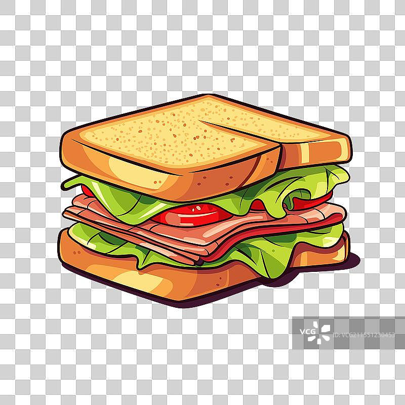 美味的三明治，叠放着新鲜的食材图片素材