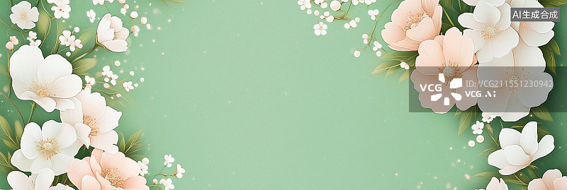 【AI数字艺术】清新花朵的浪漫边框图片素材
