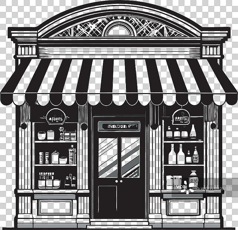 复古精品店铺橱窗 - 黑白艺术图片素材