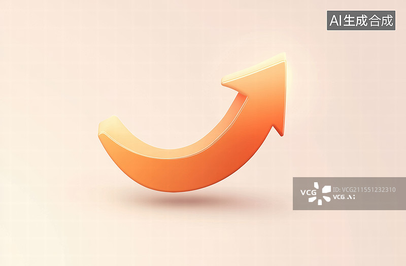 【AI数字艺术】一条红色的箭头图，箭头呈现出上升的趋势，背景是白色的网格图案。图片素材