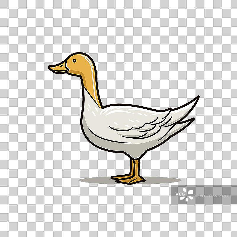 开心表情的卡通鸭子站着图片素材