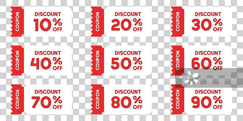 平面风格的礼品券图标集，折扣信息图片素材