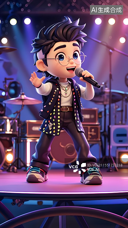 【AI数字艺术】舞台上的年轻音乐家图片素材