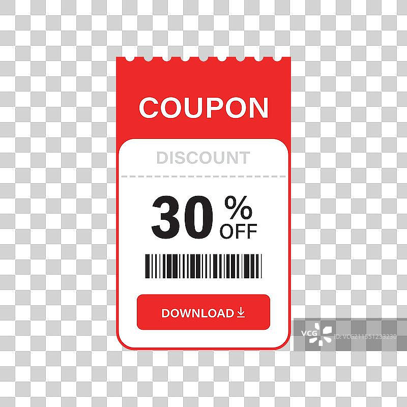 平面风格的礼品券图标，享受30%的折扣图片素材