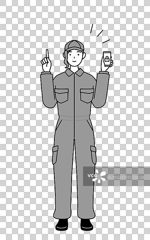 穿着工作服的女机械师在进行安全检查图片素材