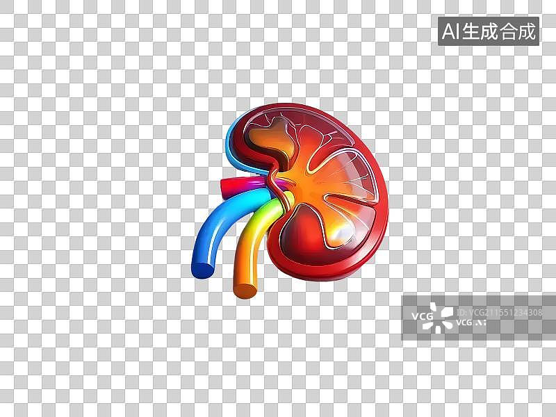 【AI数字艺术】三维立体肾脏模型图片素材