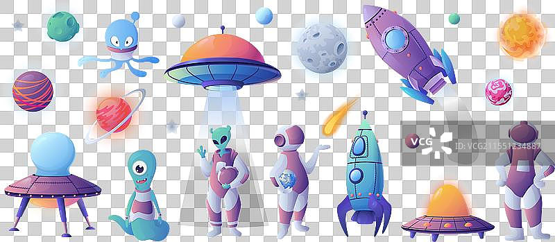 太空卡通图标集图片素材