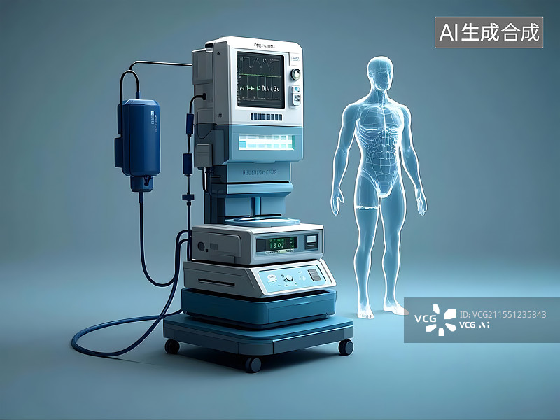 【AI数字艺术】组合式体检仪器塔人体热成像图图片素材