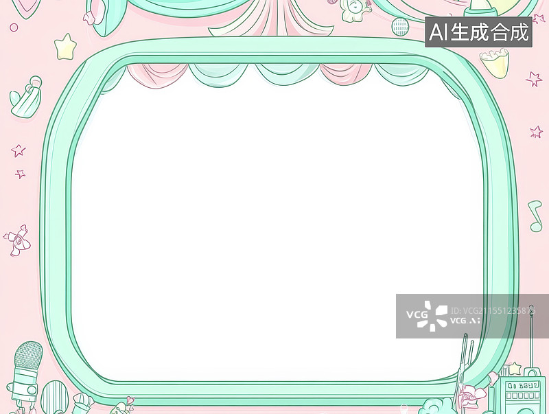 【AI数字艺术】可爱卡通边框模板2D卡通背景最大图片素材