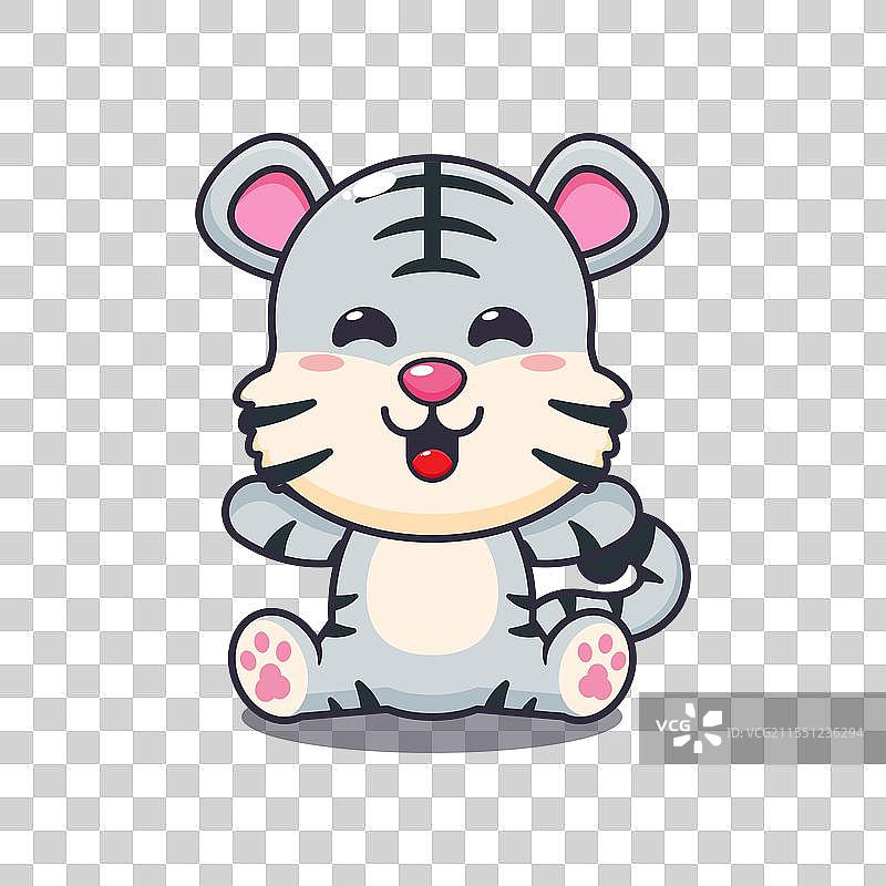 可爱的白虎吉祥物卡通形象图片素材