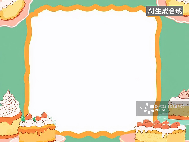 【AI数字艺术】甜点主题边框模板2D卡通背景两侧图片素材