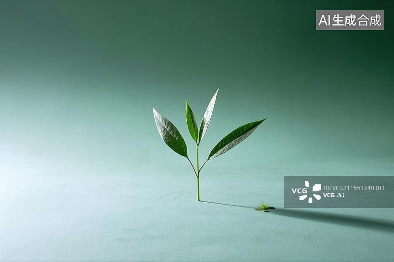 【AI数字艺术】新生绿叶的清新写照图片素材