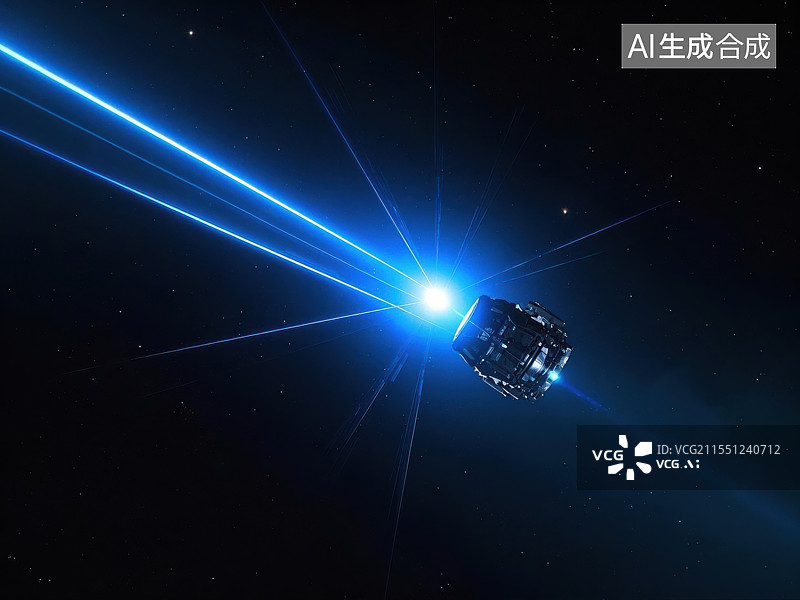 【AI数字艺术】星际航行的激光卫星科技主题插画图片素材