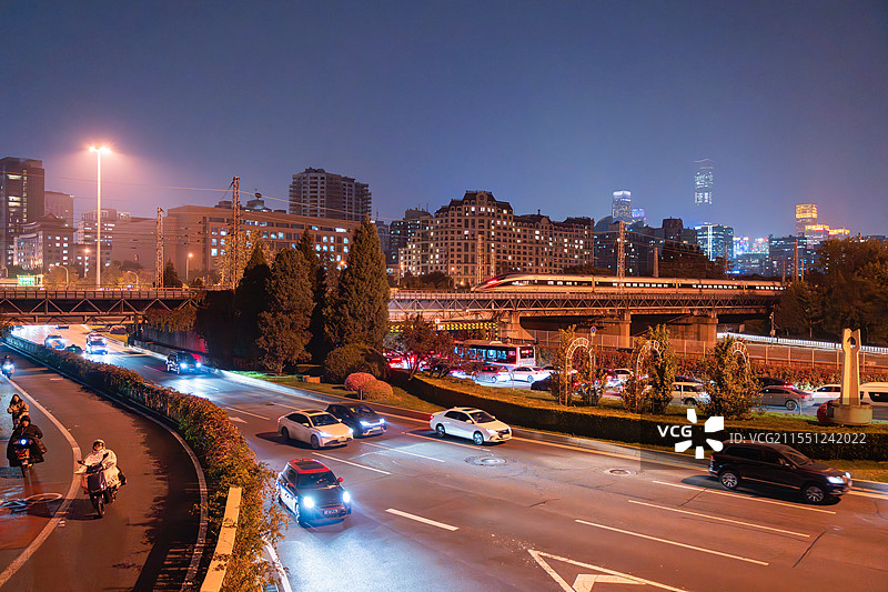 北京现代建筑与交通景观的融合图片素材