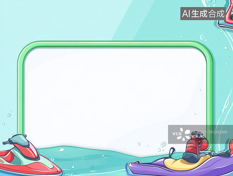 【AI数字艺术】水上运动设备展示2D卡通背景居下图片素材
