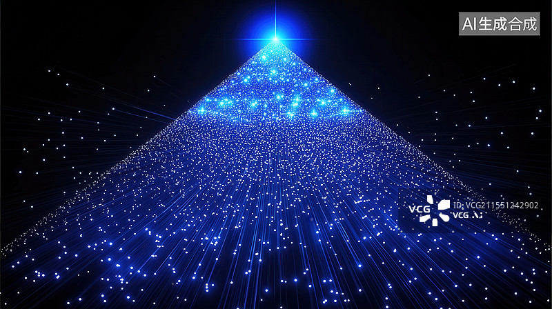 【AI数字艺术】蓝色三角形光线粒子图片素材