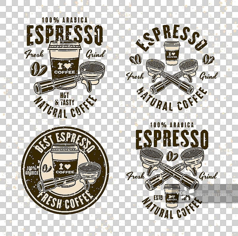 浓缩咖啡徽标图标套装图片素材