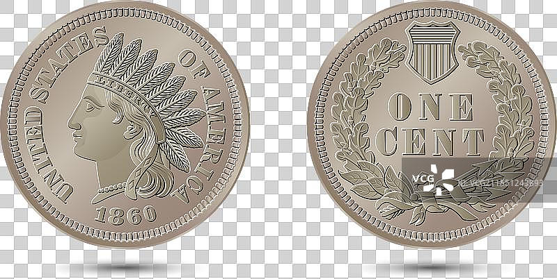 1860年美国一美分硬币图片素材