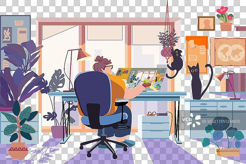 胖女人坐在椅子上用笔记本电脑工作图片素材