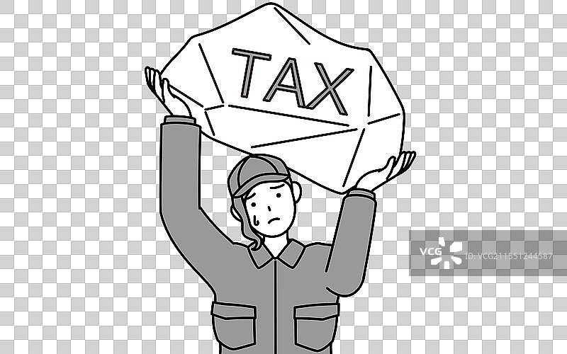 一位穿着工作服的女机械师正在为税务问题烦恼图片素材