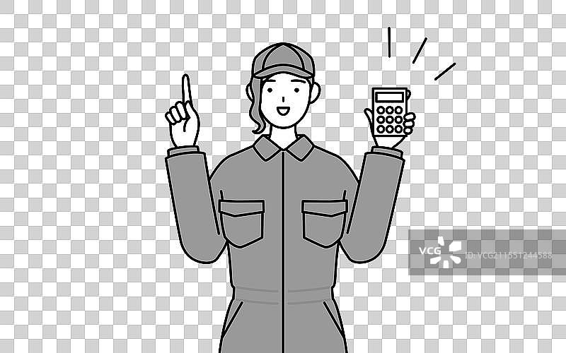 穿着工作服的女机械师手里拿着一个图片素材