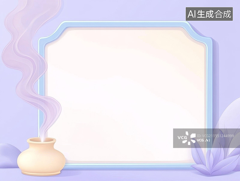 【AI数字艺术】香薰炉与空白画框2D卡通背景左下图片素材