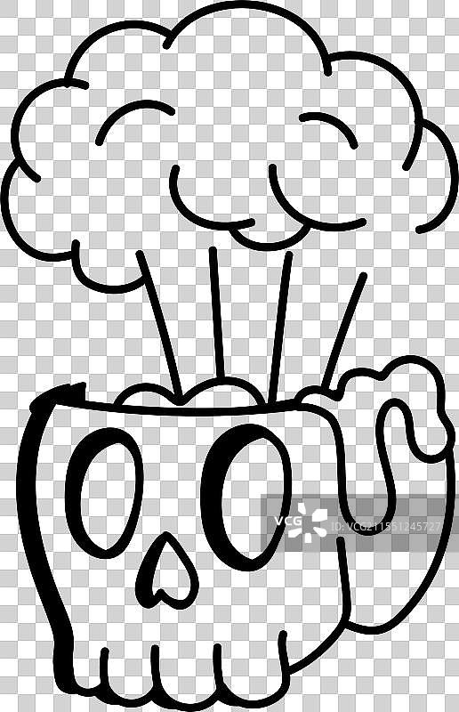 一个模糊的思维爆炸骷髅图标图片素材