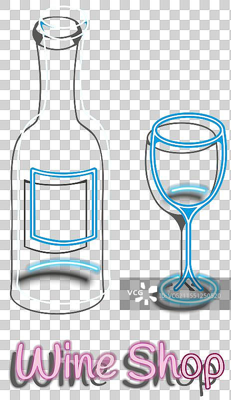 酒商霓虹蓝色招牌灯横幅图片素材