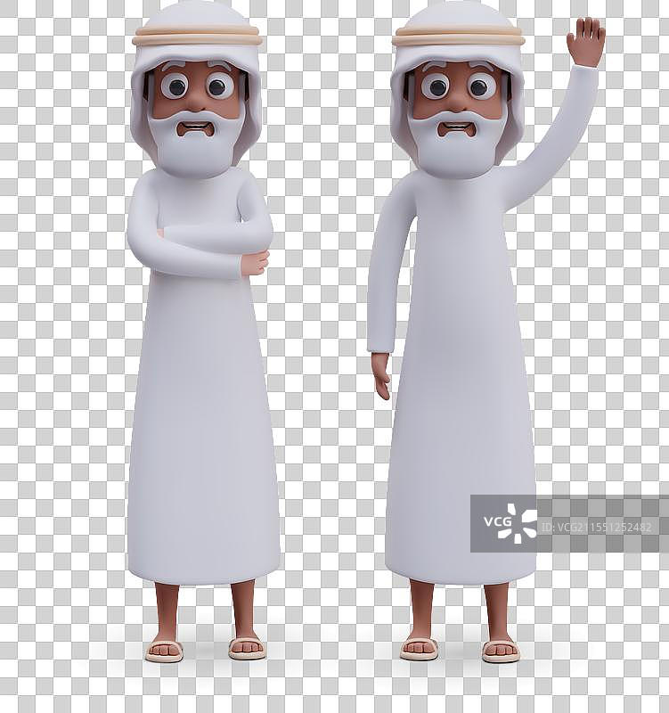 穿着传统白色服装的阿拉伯男子 3D图片素材
